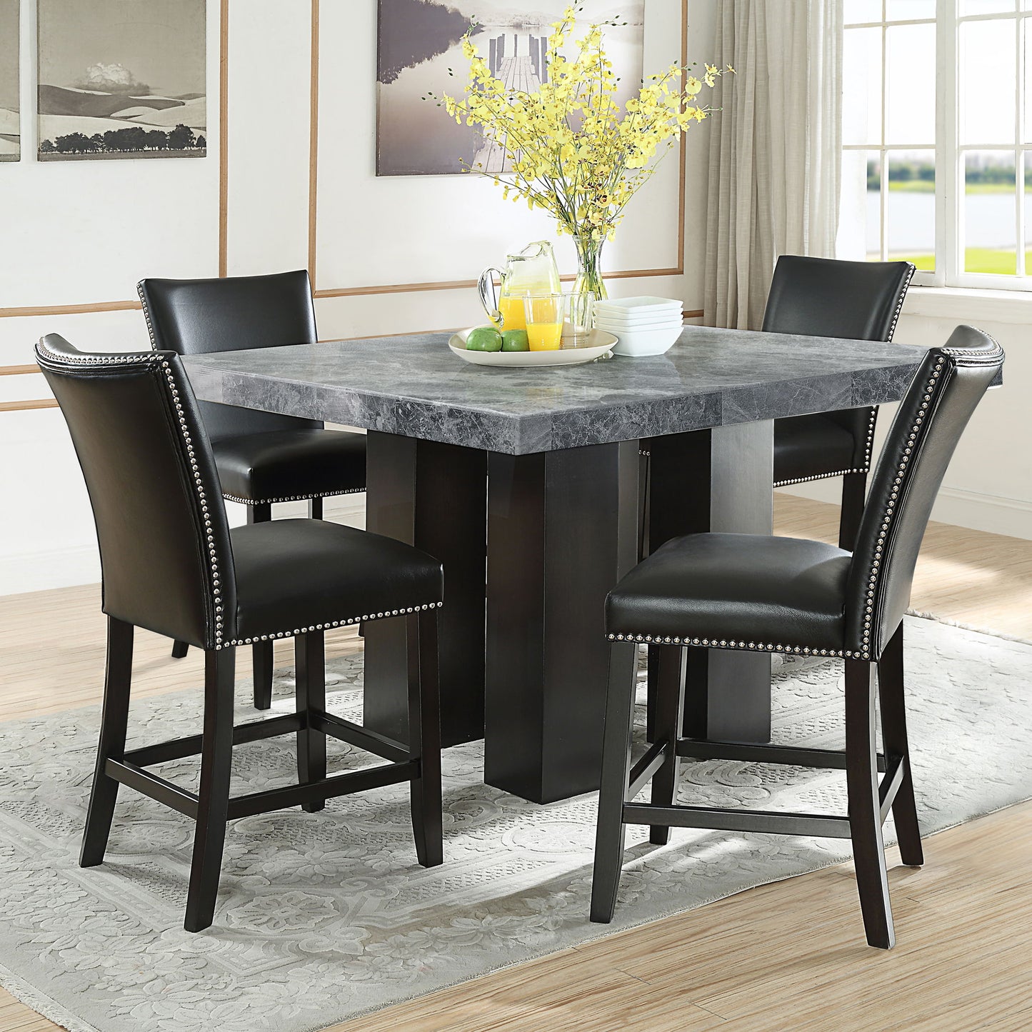 Camila - Square Counter Dining Set - Gray Top - Hornell Furniture Outlet