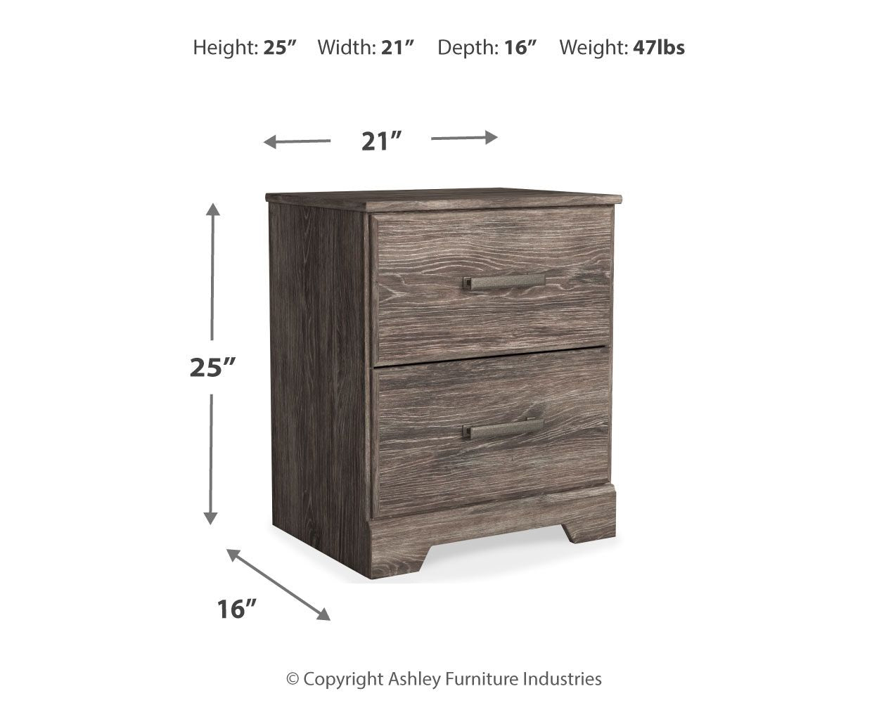 Ralinksi - Gray - Two Drawer Night Stand - Hornell Furniture Outlet
