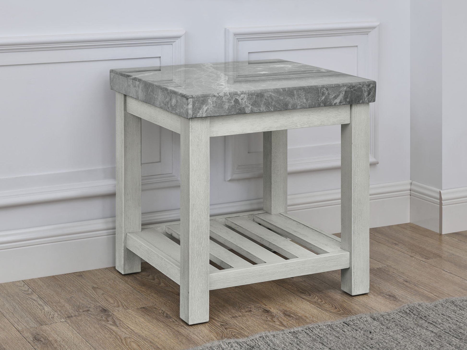 Canova - 3 Piece Gray Marble Table Set - White - Hornell Furniture Outlet