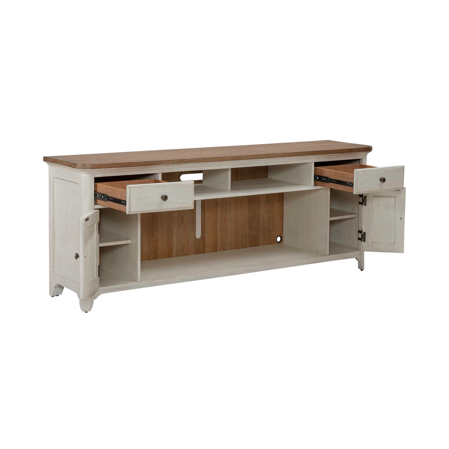 79" Fireplace TV Console - Medium Brown - Hornell Furniture Outlet