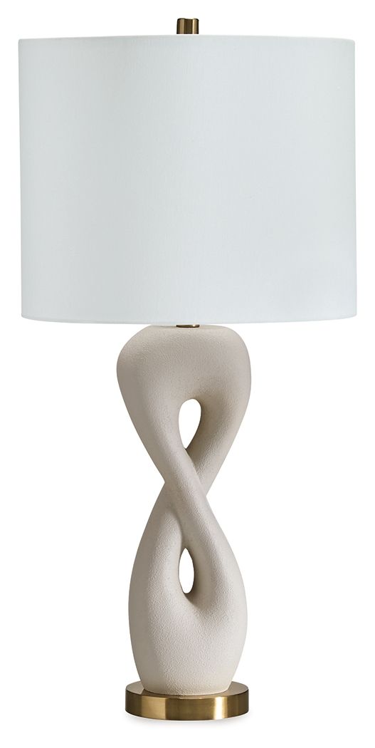Judrich - White / Gold Finish - Poly Table Lamp - Hornell Furniture Outlet