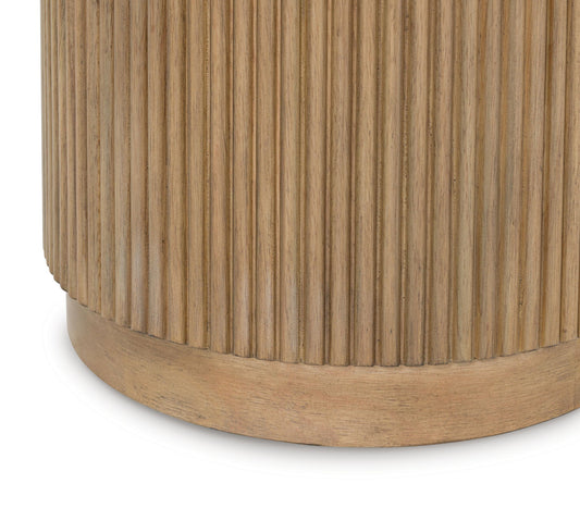 Camdill - Round Cocktail Table - Light Brown / White - Hornell Furniture Outlet