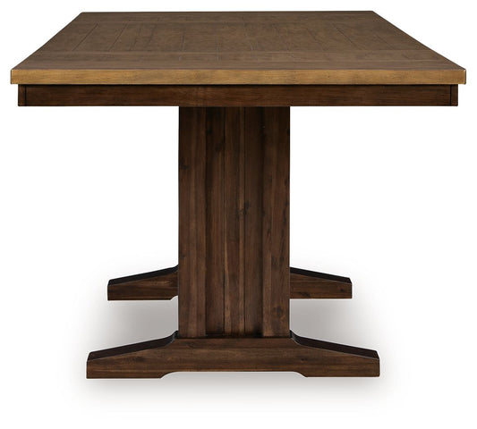 Rylandeen - Rectangular Dining Room Counter Height Extension Table - Light Brown / Dark Brown - Hornell Furniture Outlet