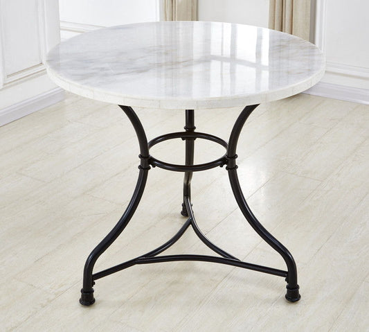 Claire - White Marble Top Round - White - Hornell Furniture Outlet