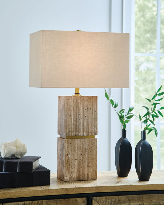 Laddner - Poly Table Lamp - Beige - Hornell Furniture Outlet