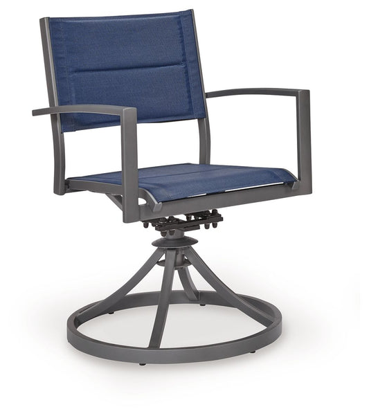 Rocky Creek - Sling Swivel Chair (Set of 2) - Blue / Gray - Hornell Furniture Outlet