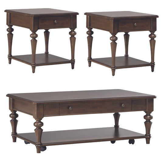 Arden Road - 3 Piece Table Set - Satin Cherry - Hornell Furniture Outlet