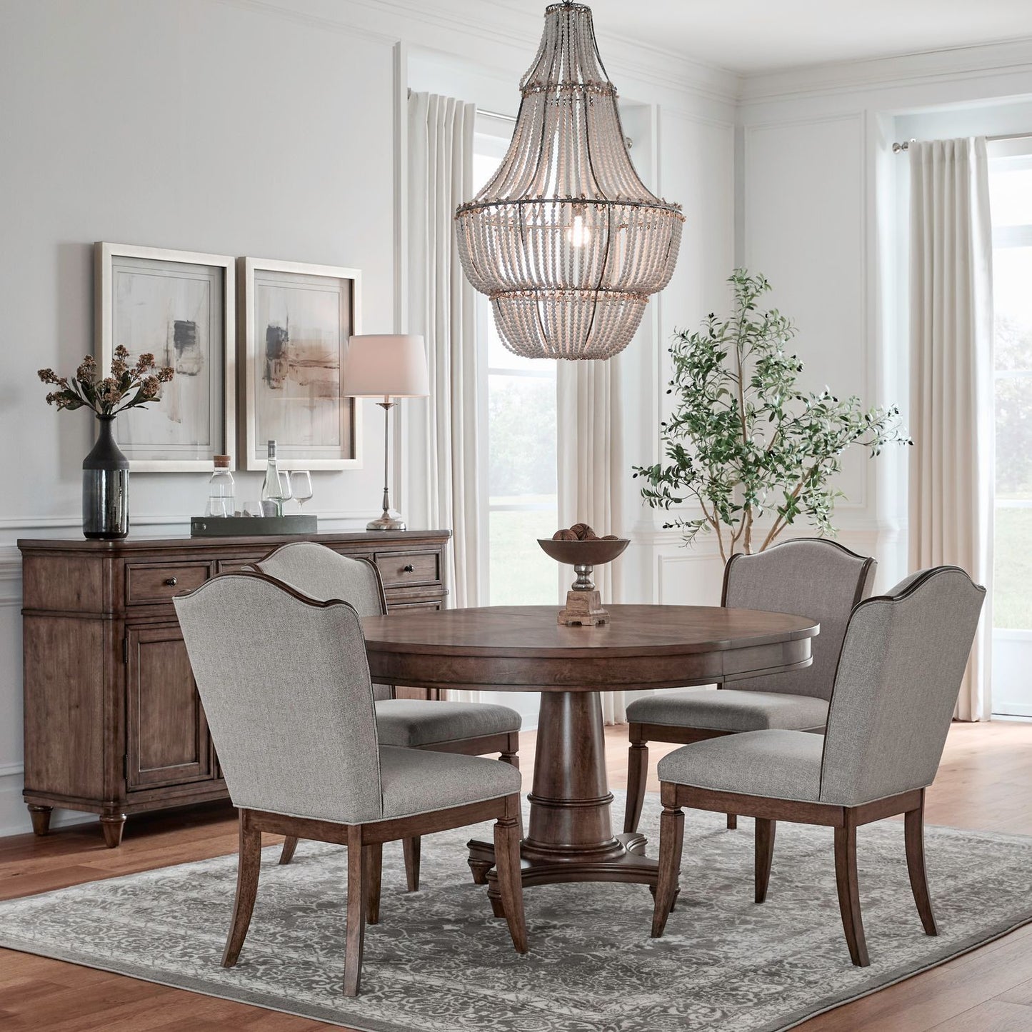 Harrison Heights - 5 Piece Pedestal Table Set - Sienna - Hornell Furniture Outlet