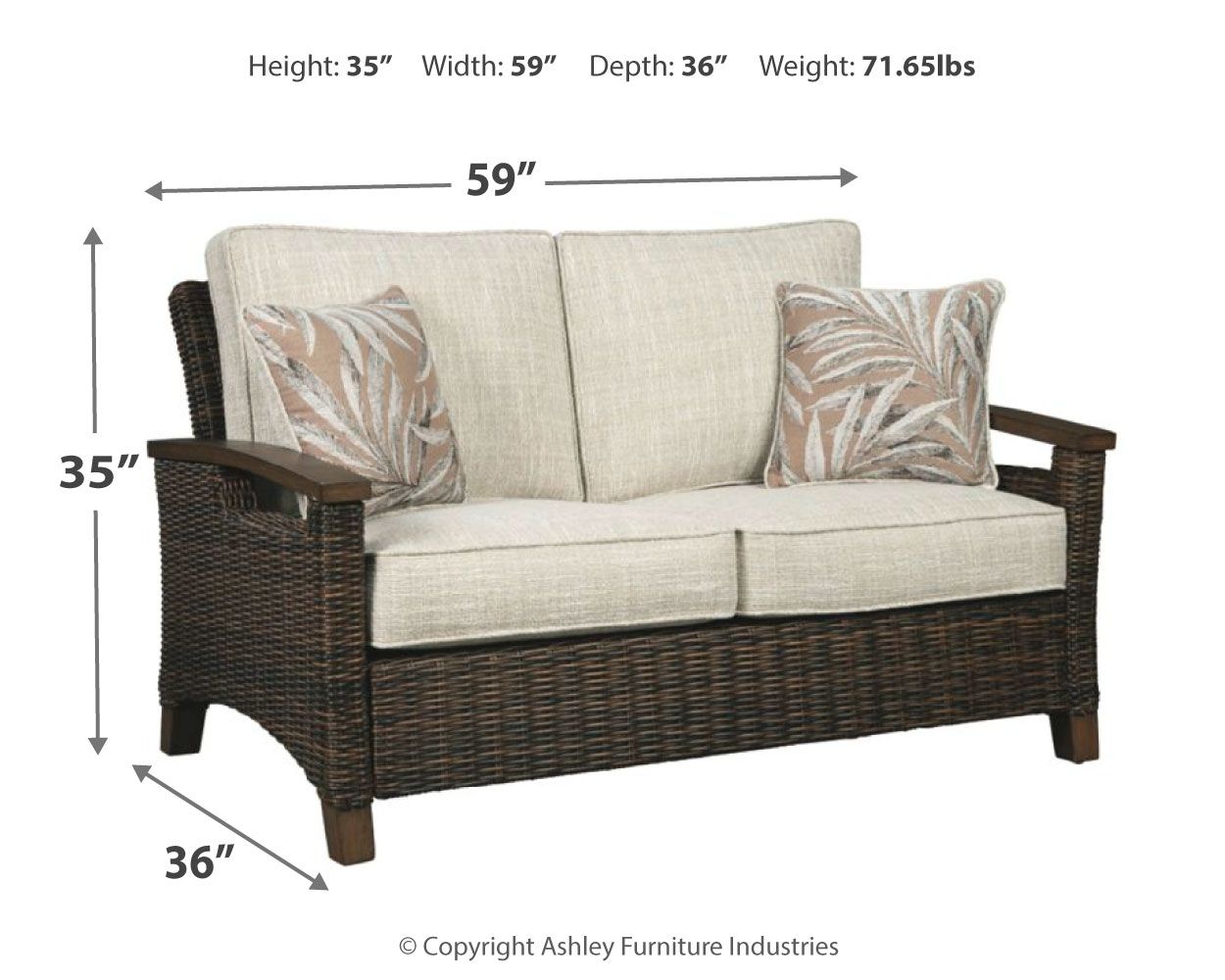 Paradise Trail - Medium Brown - Loveseat w/Cushion - Hornell Furniture Outlet