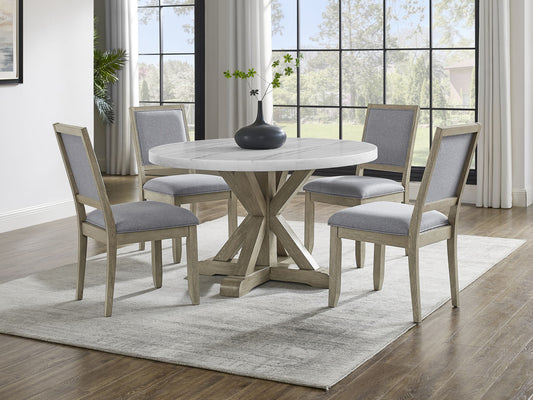 Carena - 5 Piece Dining Set (Round Table And 4 Chairs) - Dark Gray - Hornell Furniture Outlet