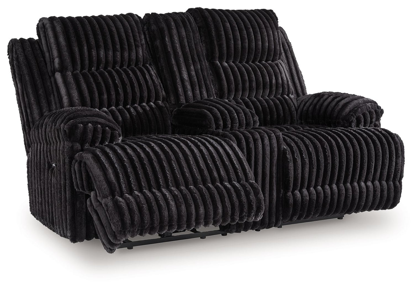 Rhine Falls - Onyx - Double Reclining Power Loveseat With Console - Hornell Furniture Outlet