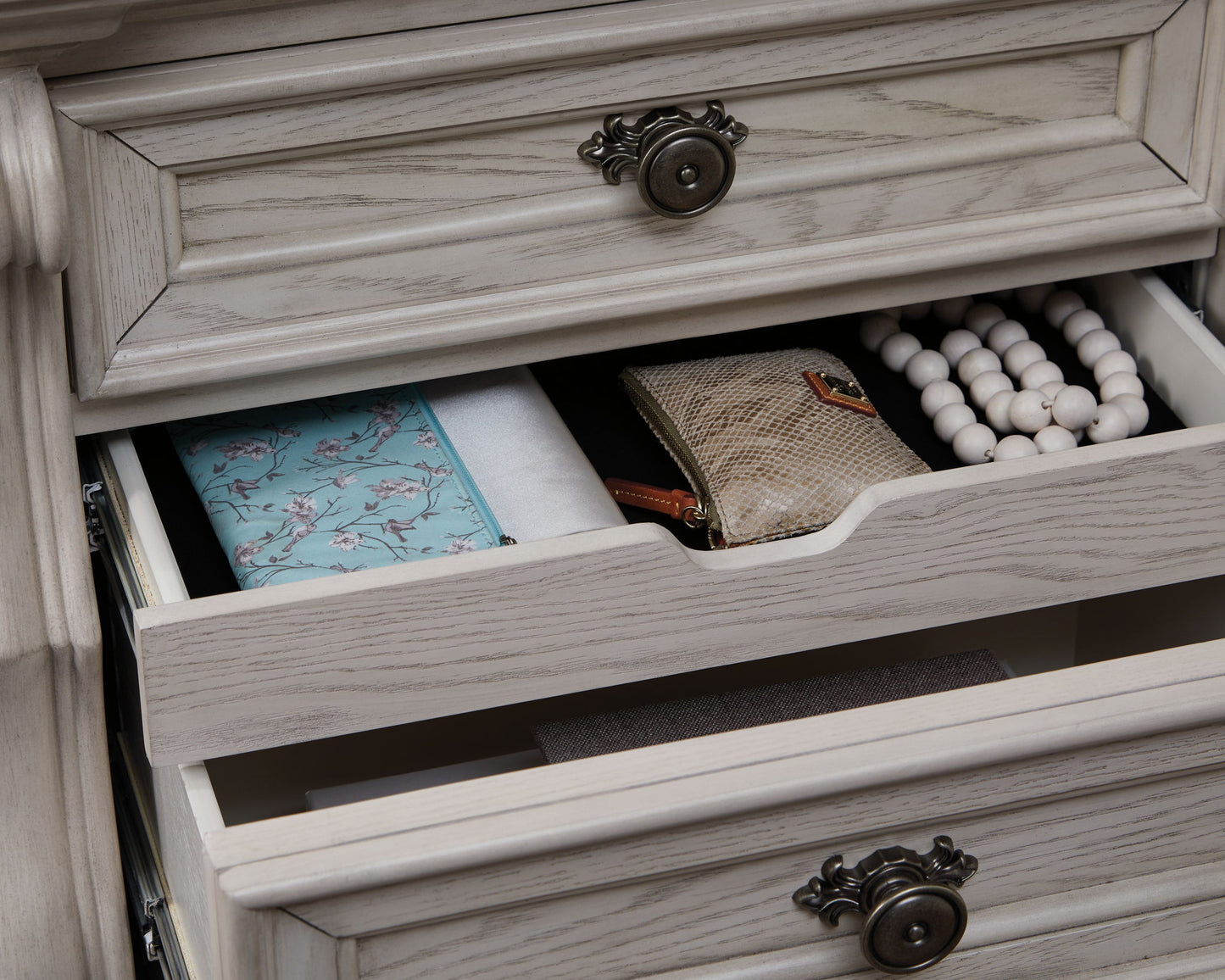 Bruchandi - Antique White - Three Drawer Night Stand - Hornell Furniture Outlet