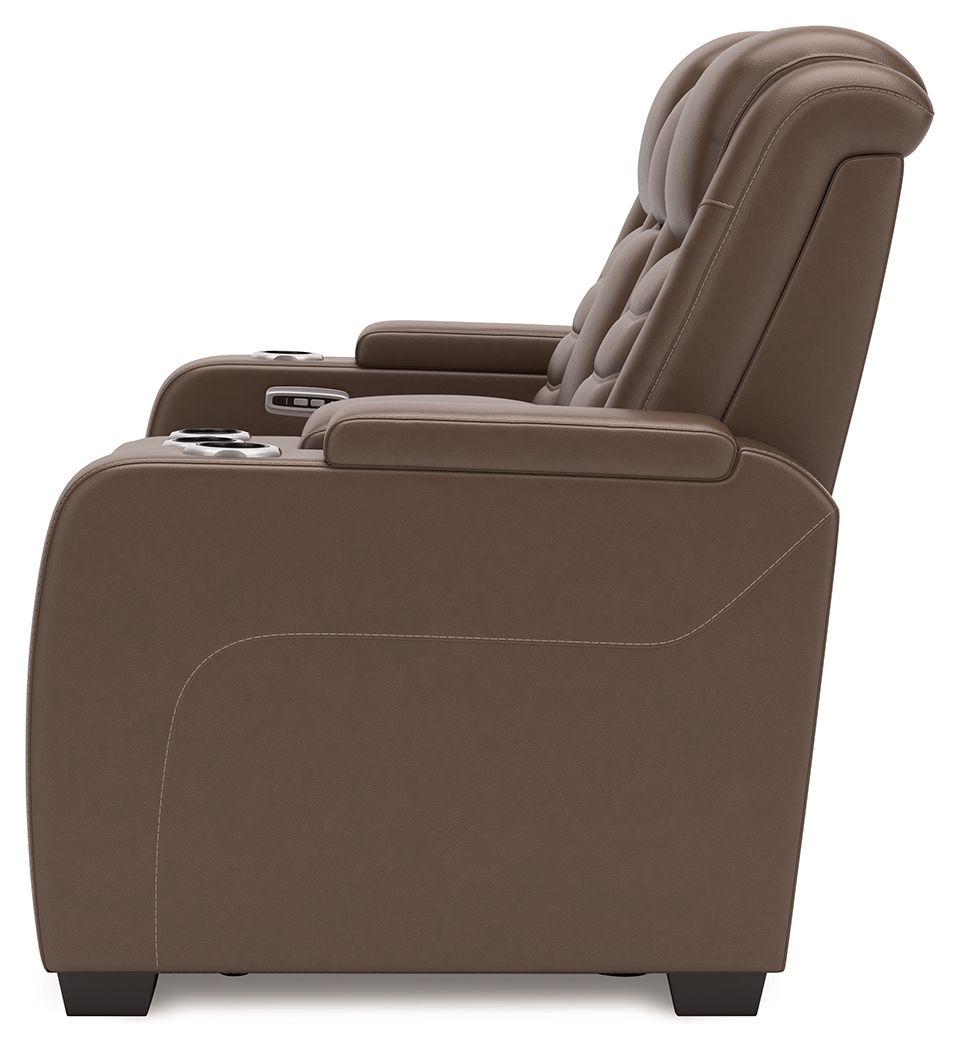 High Impact - Tobacco - Power Reclining Loveseat With Console / Adj Hdrst - Hornell Furniture Outlet