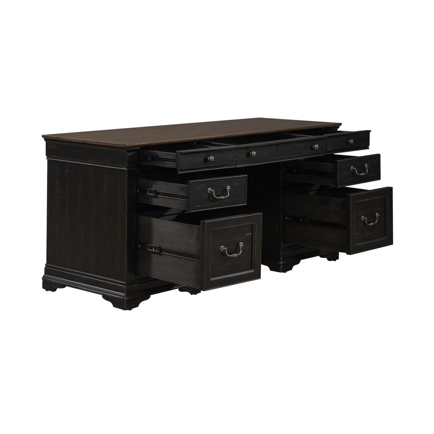 Meritage - Jr Executive Credenza - Black - Hornell Furniture Outlet
