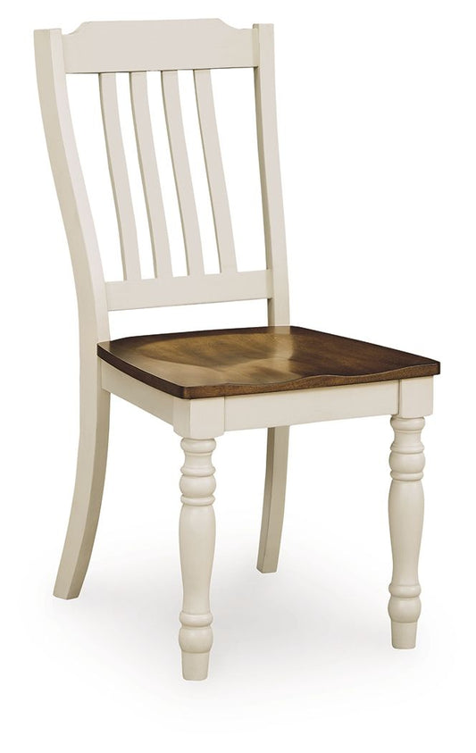 Wirloni - Dining Room Side Chair (Set of 2) - Antique White / Brown - Hornell Furniture Outlet