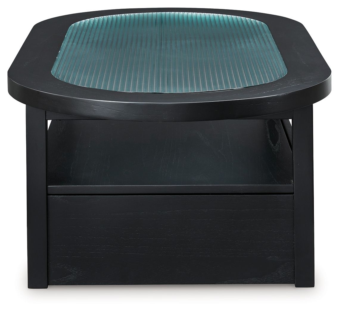 Winbardi - Black - Oval Cocktail Table - Hornell Furniture Outlet