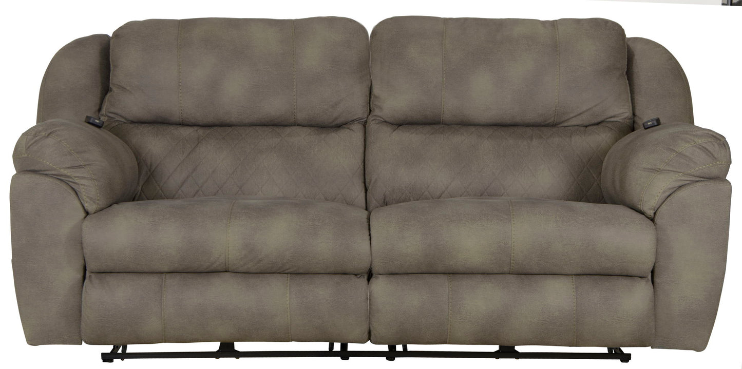 Flynn - Power Lay Flat Reclining Sofa Power Adjustable Headrest & Lumbar And Dual Heat & Massage - Fig - Hornell Furniture Outlet