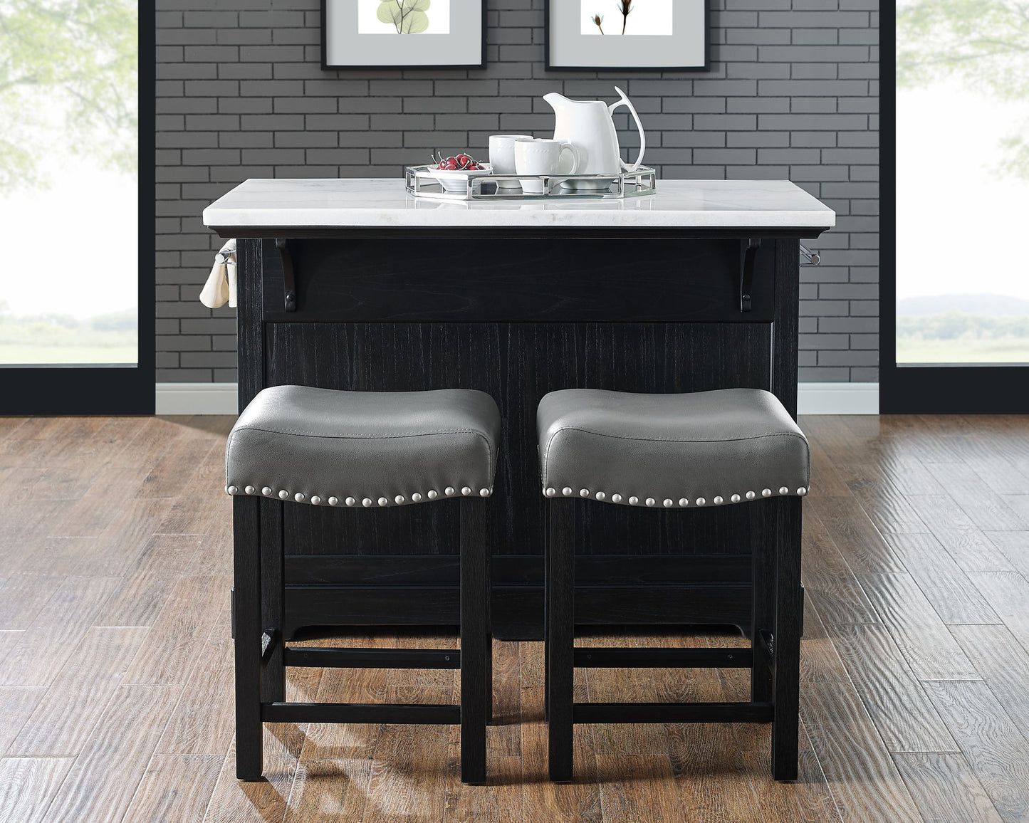Aspen - Counter Stool (Set of 2) - Dark Gray - Hornell Furniture Outlet