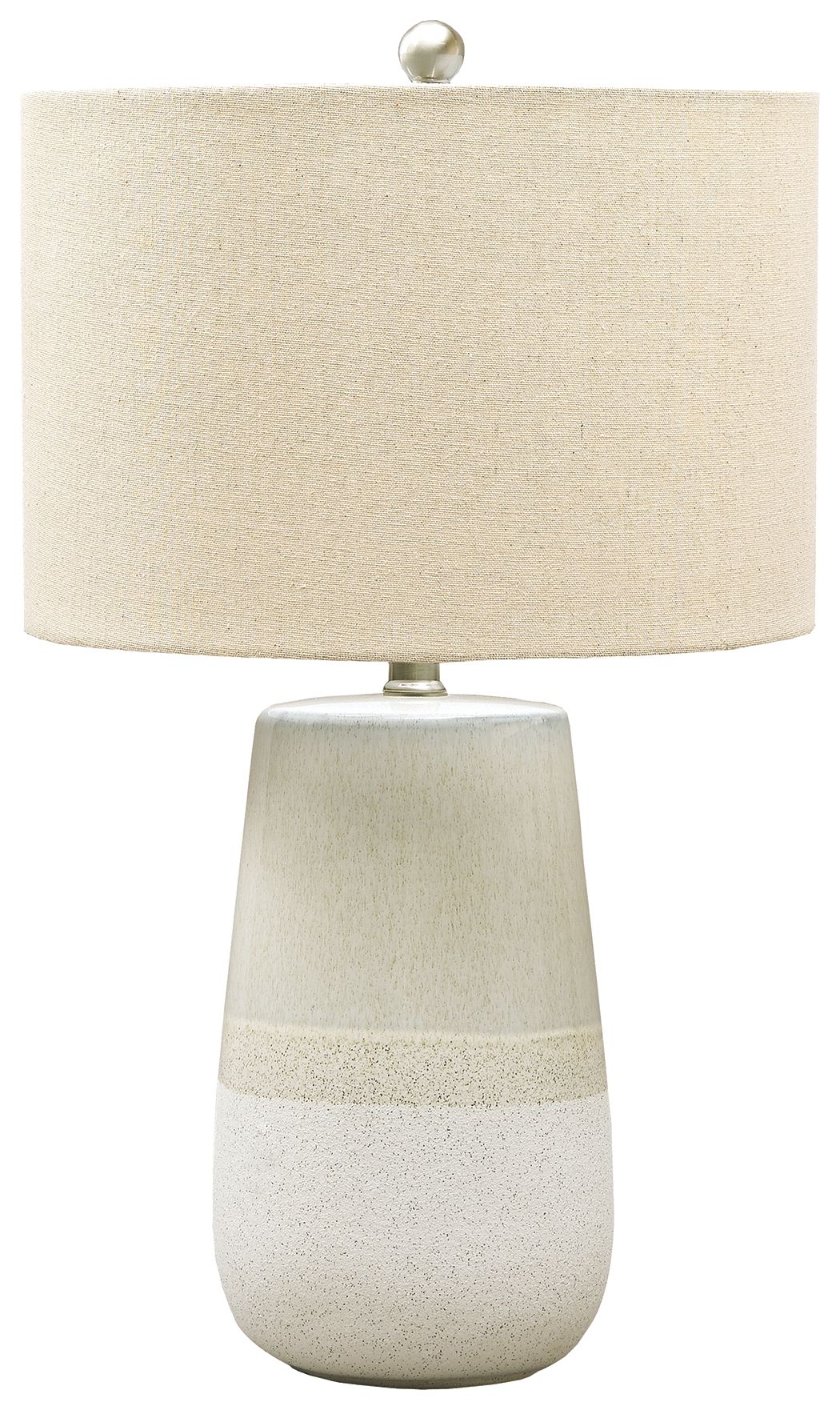 Shavon - Beige / White - Ceramic Table Lamp - Hornell Furniture Outlet