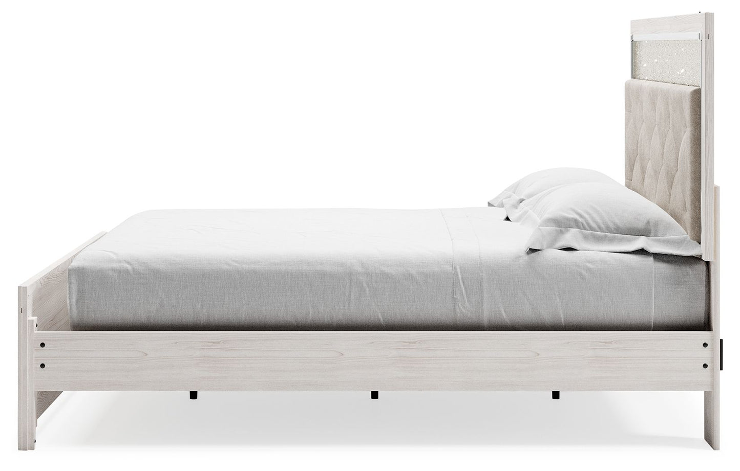 Altyra - White - King Panel Bed With Upholstered Headboard - Hornell Furniture Outlet