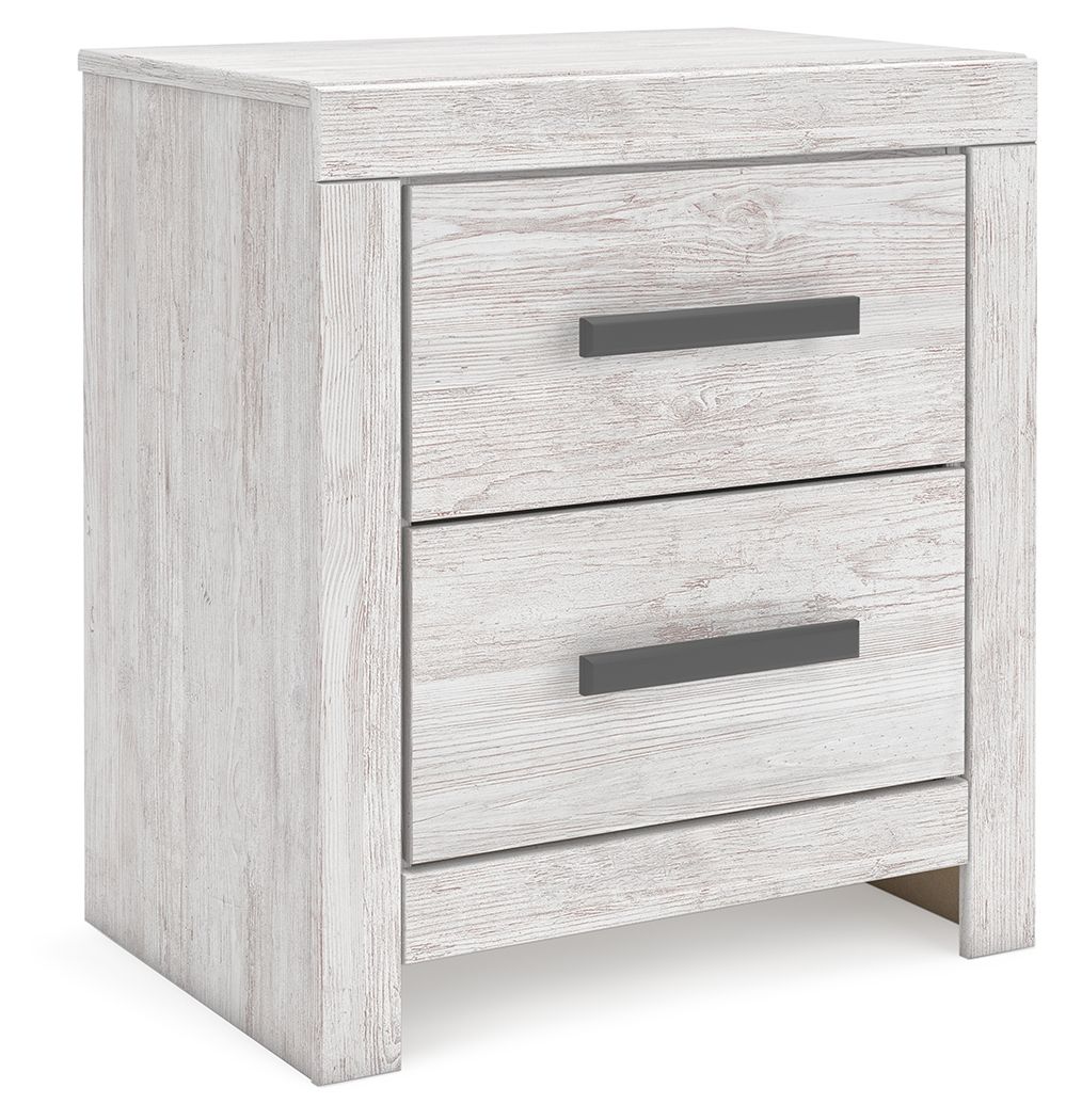 Cayboni - Whitewash - Two Drawer Night Stand - Hornell Furniture Outlet