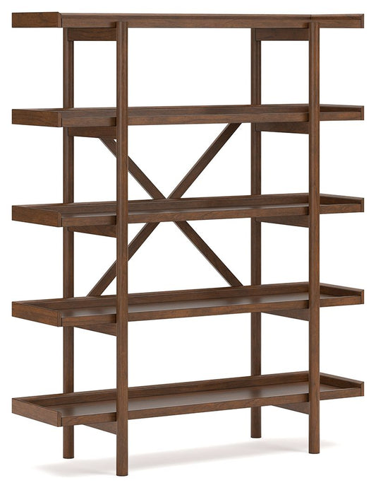 Lyncott - 3 Pc. - Home Office Desk, Chair, Bookcase - Brown - Hornell Furniture Outlet