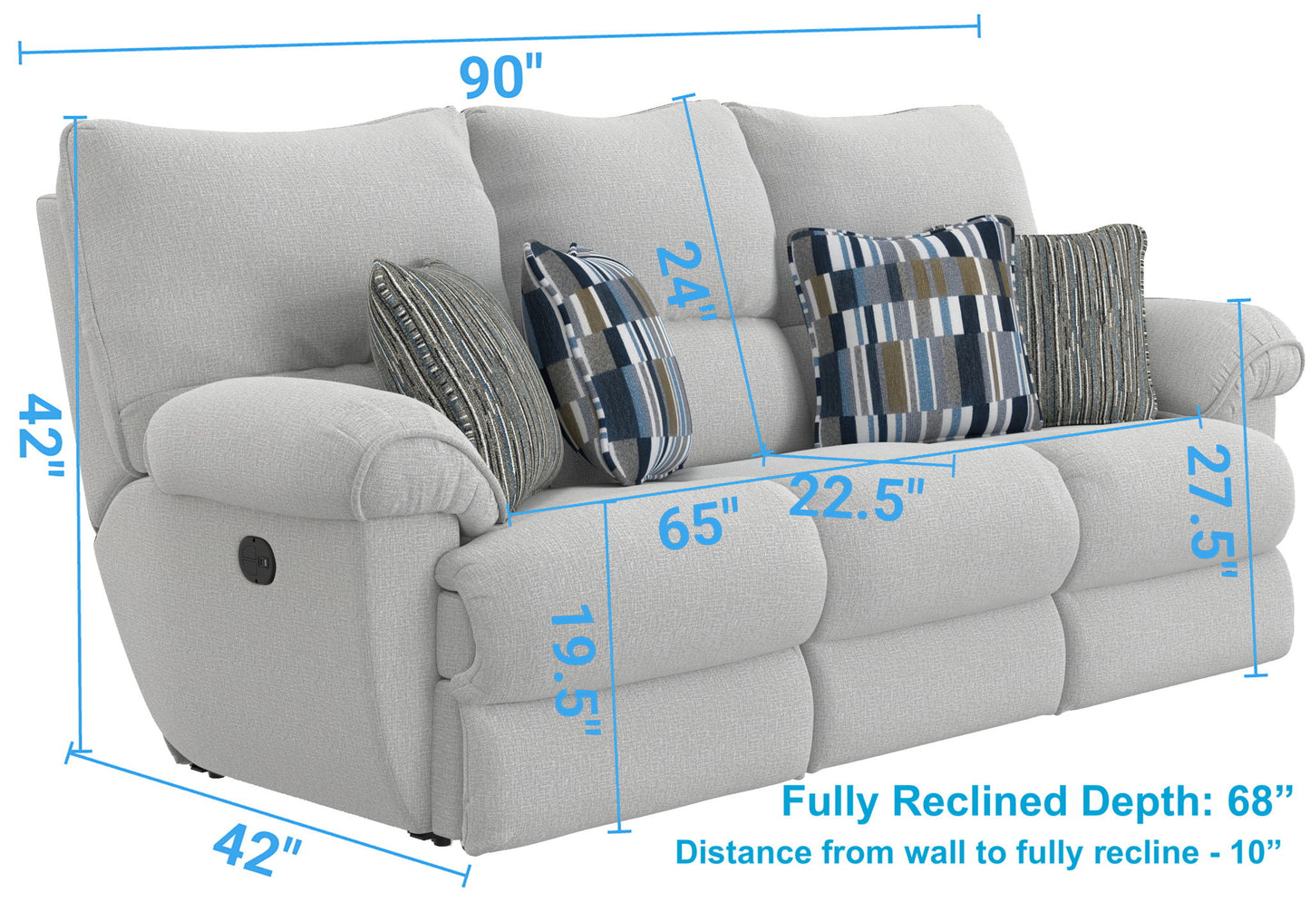 Lenny - Power Lay Flat Reclining Sofa - Hornell Furniture Outlet