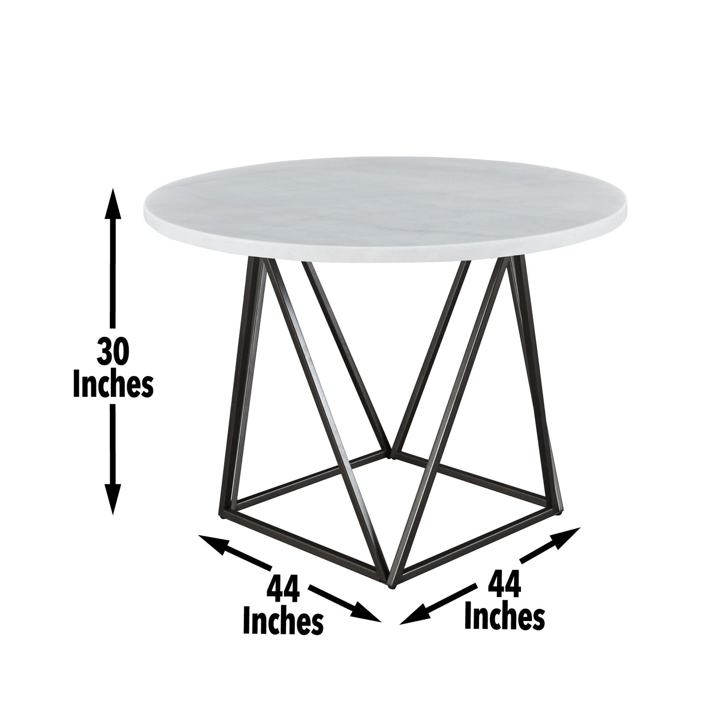 Ramona - Marble Top Round Dining Table - White - Hornell Furniture Outlet