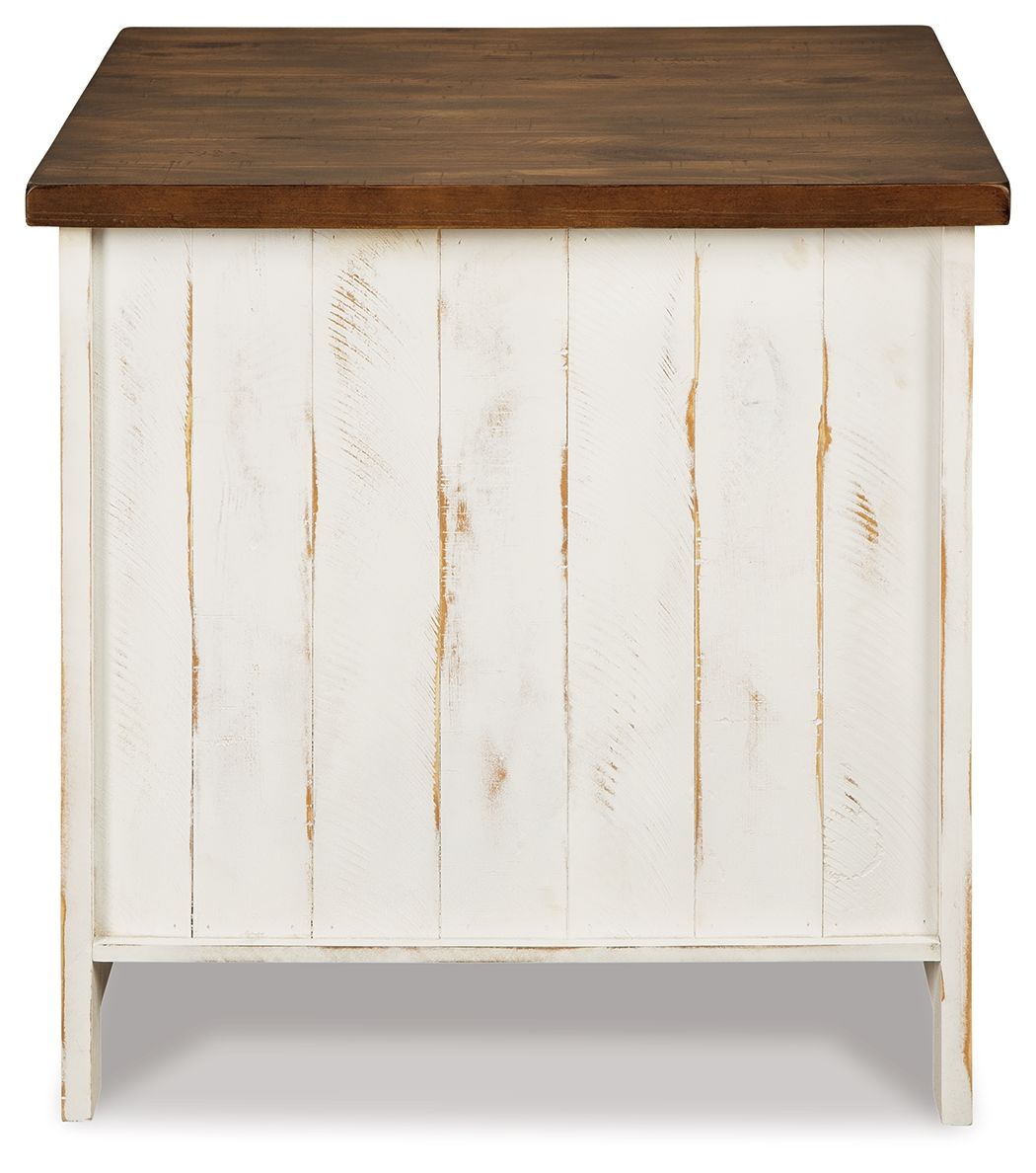 Wystfield - White / Brown - Rectangular End Table - 2 Doors - Hornell Furniture Outlet