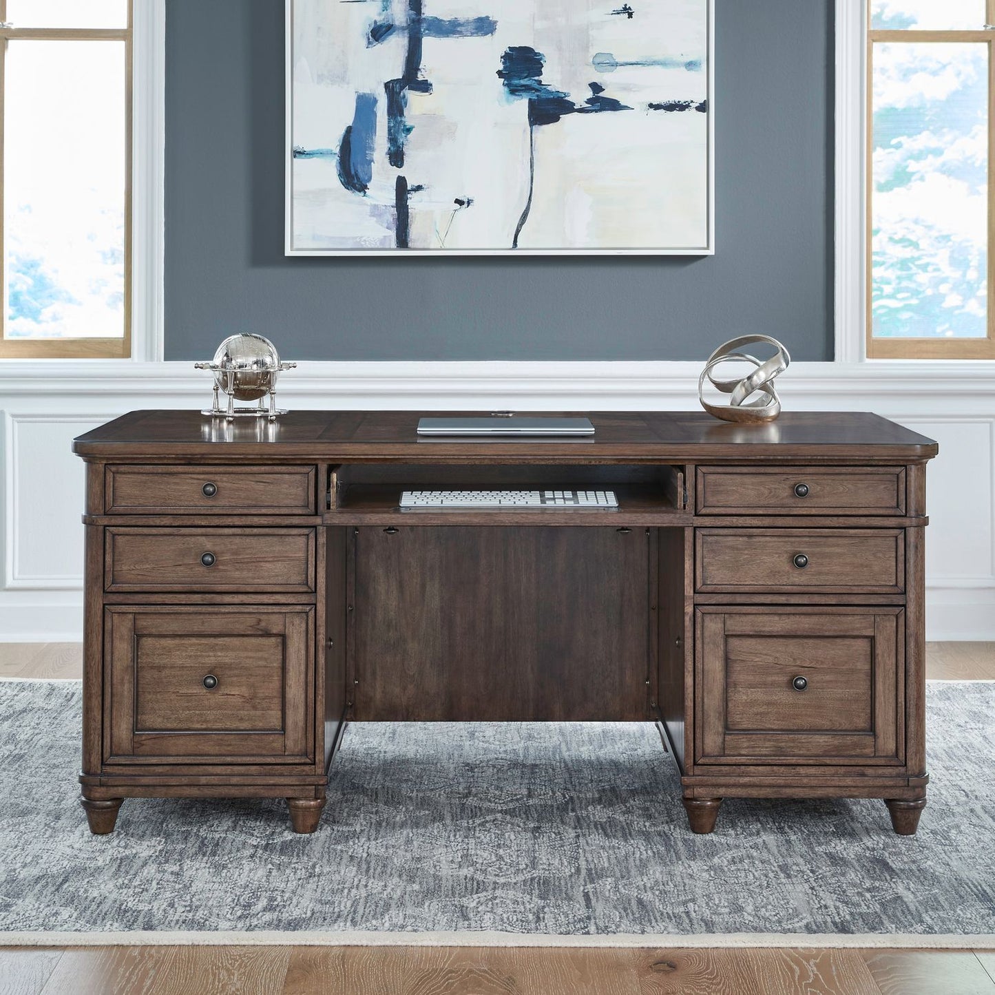 Harrison Heights - Jr Executive Desk - Sienna - Hornell Furniture Outlet