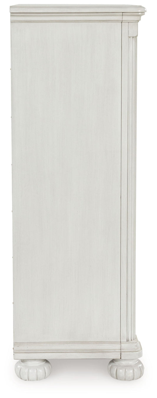 Montelaine - Antique White - Five Drawer Chest - Hornell Furniture Outlet