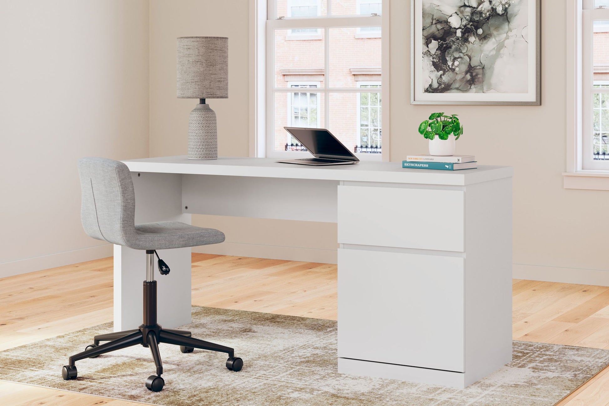 Onita - White - Home Office Desk - Hornell Furniture Outlet