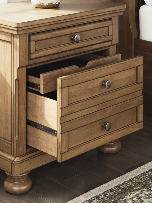Feddinger - Two Drawer Night Stand - Medium Brown - Hornell Furniture Outlet
