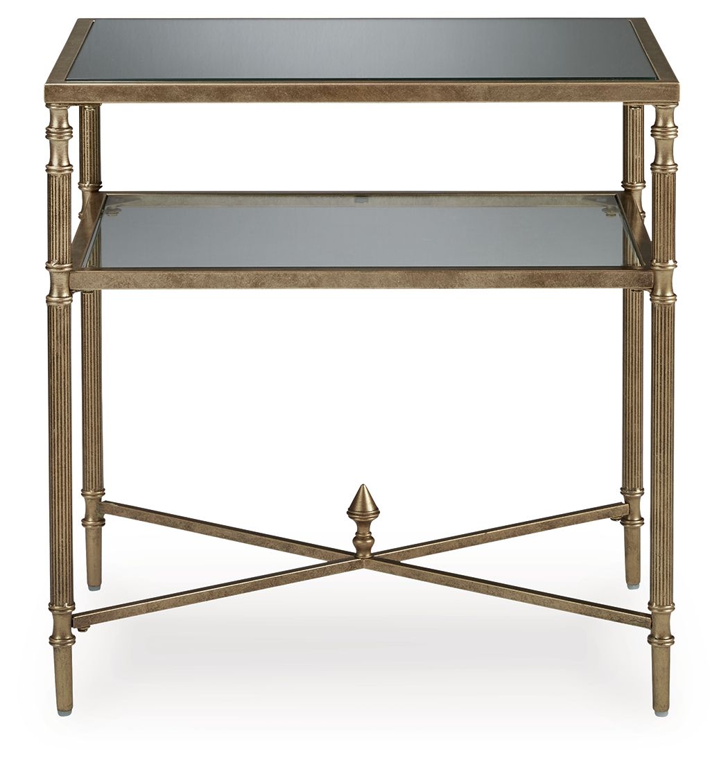 Cloverty - Aged Gold Finish - Rectangular End Table - Hornell Furniture Outlet