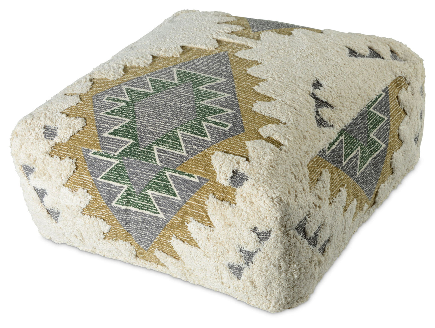 Lyssa - Jacquard Fabric Printed Pouf - Beige - Hornell Furniture Outlet