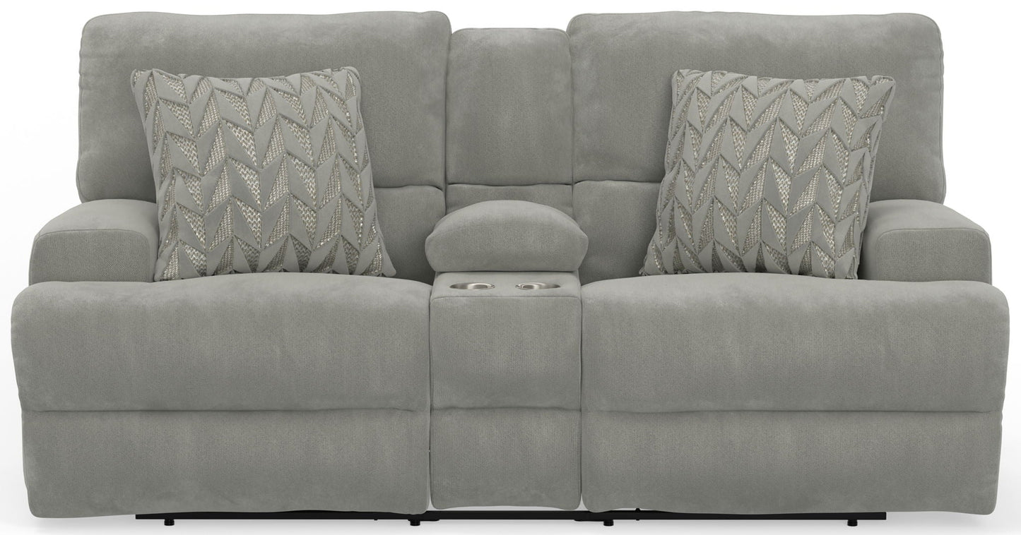 Renaldo - Power Console Loveseat With Zero Gravity Recline - Stone - Hornell Furniture Outlet