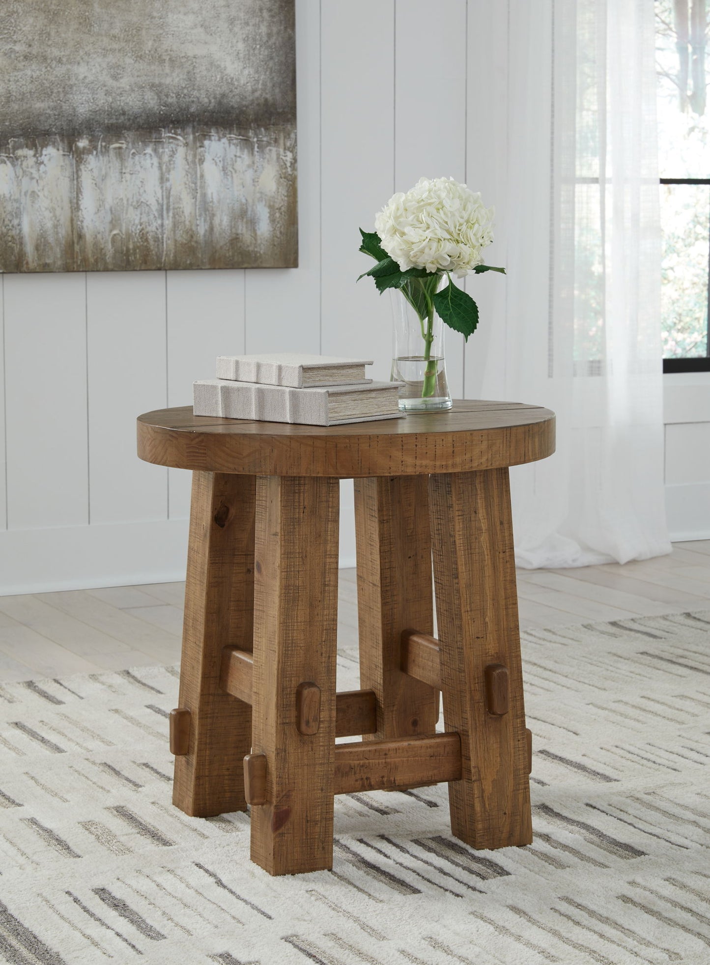 Mackifeld - Warm Brown - Round End Table - Hornell Furniture Outlet