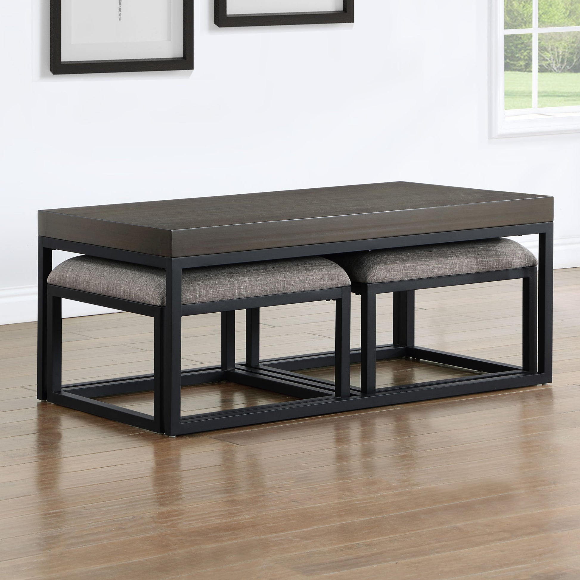 Yukon - Rectangle Nesting Table And Stool - Brown - Hornell Furniture Outlet