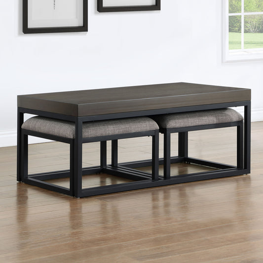 Yukon - Rectangle Nesting Table And Stool - Brown - Hornell Furniture Outlet