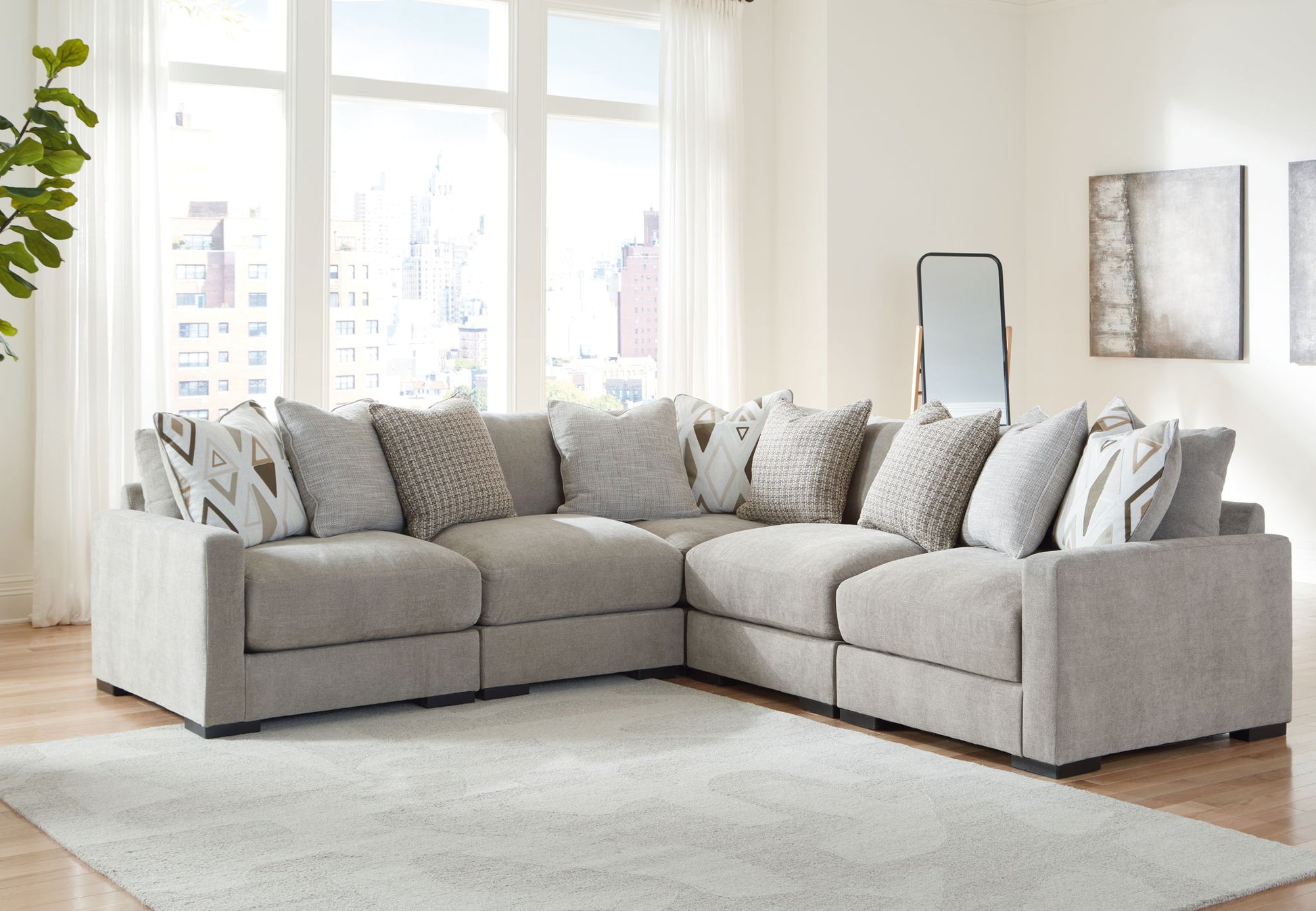 Aslan Court - Sectional With Ottoman Set - Hornell Furniture Outlet