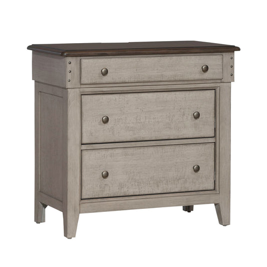 Ivy Hollow - 3 Drawer Bedside Chest With Charging Station - White - Hornell Furniture Outlet