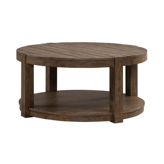 Broadmore - Round Cocktail Table - Brown - Hornell Furniture Outlet