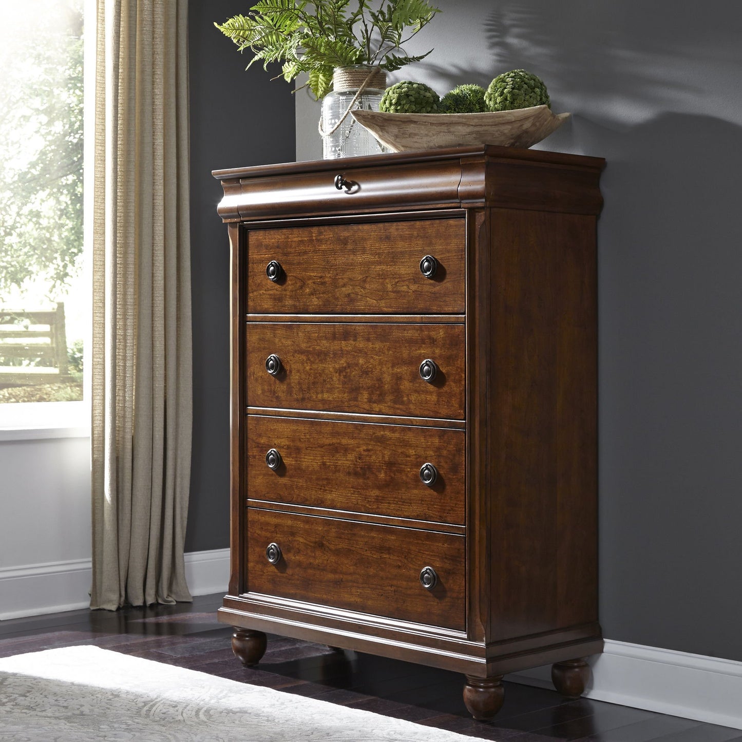 Rustic Traditions - 5 Drawer Chest - Dark Brown - Hornell Furniture Outlet