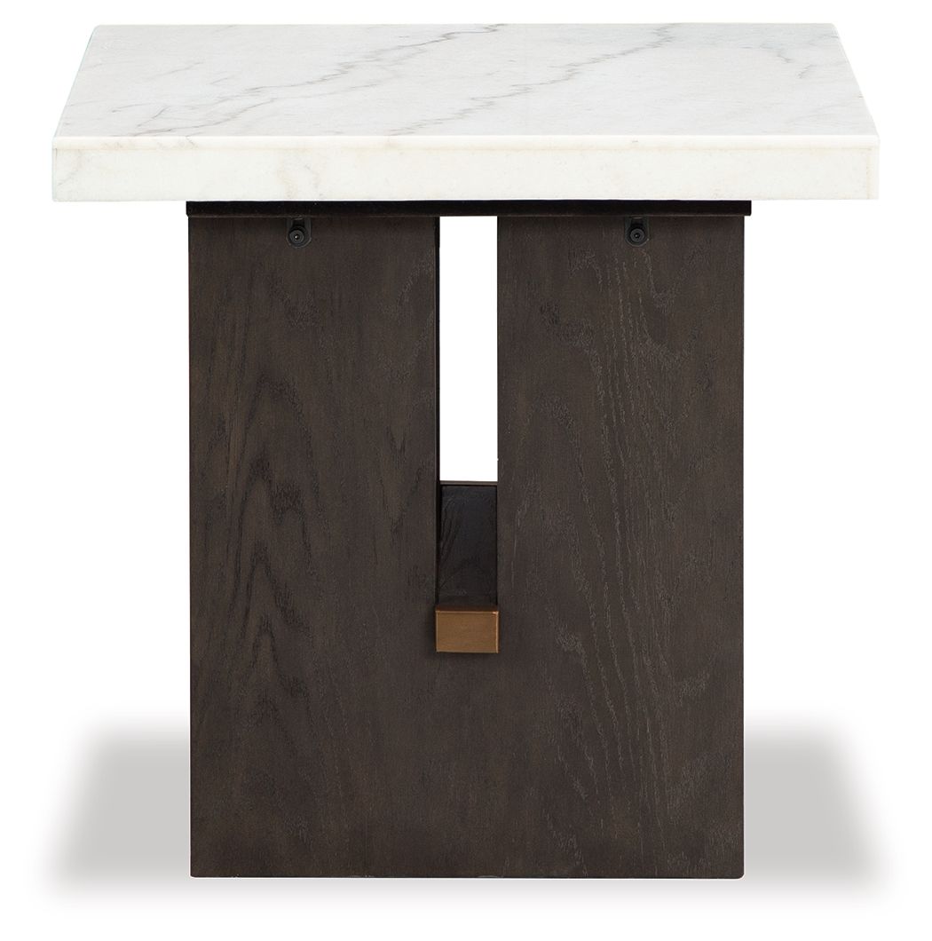 Burkhaus - White / Dark Brown - Rectangular End Table - Hornell Furniture Outlet