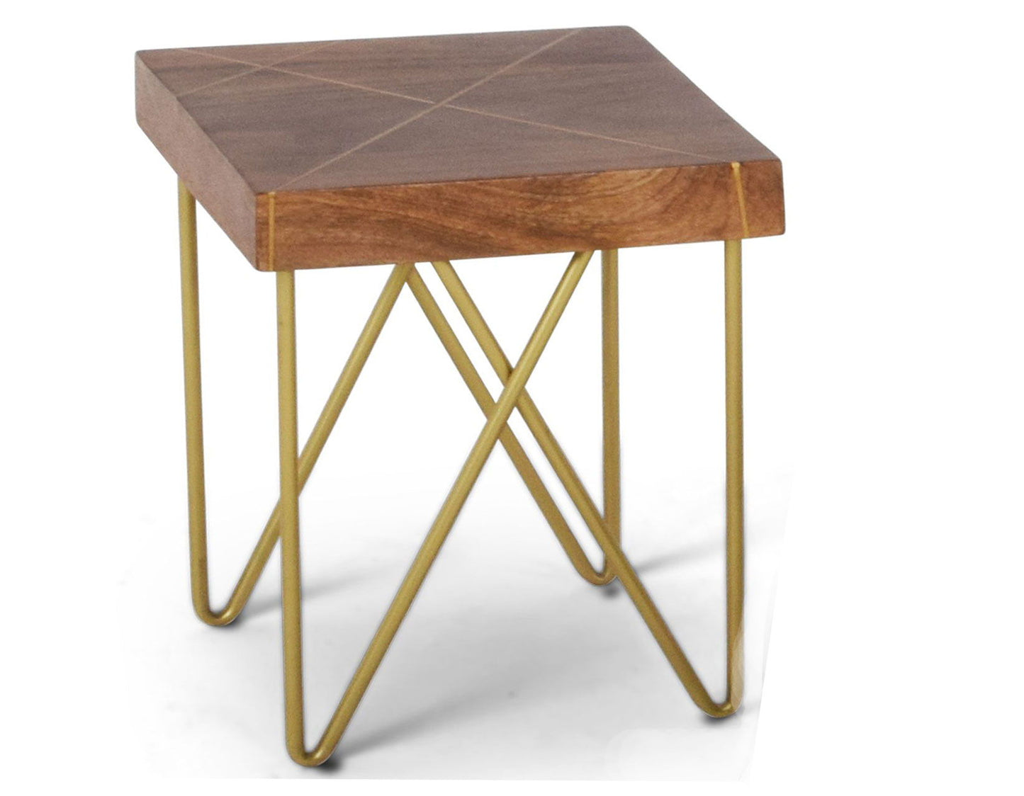 Walter - Brass Inlay End Table - Brown - Hornell Furniture Outlet