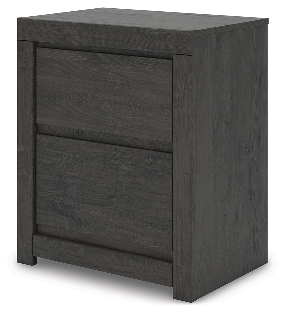 Fraluna - Charcoal - Two Drawer Night Stand - Hornell Furniture Outlet