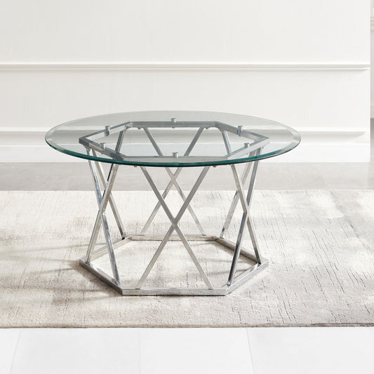 Escondido - Glass Cocktail Table - Silver - Hornell Furniture Outlet