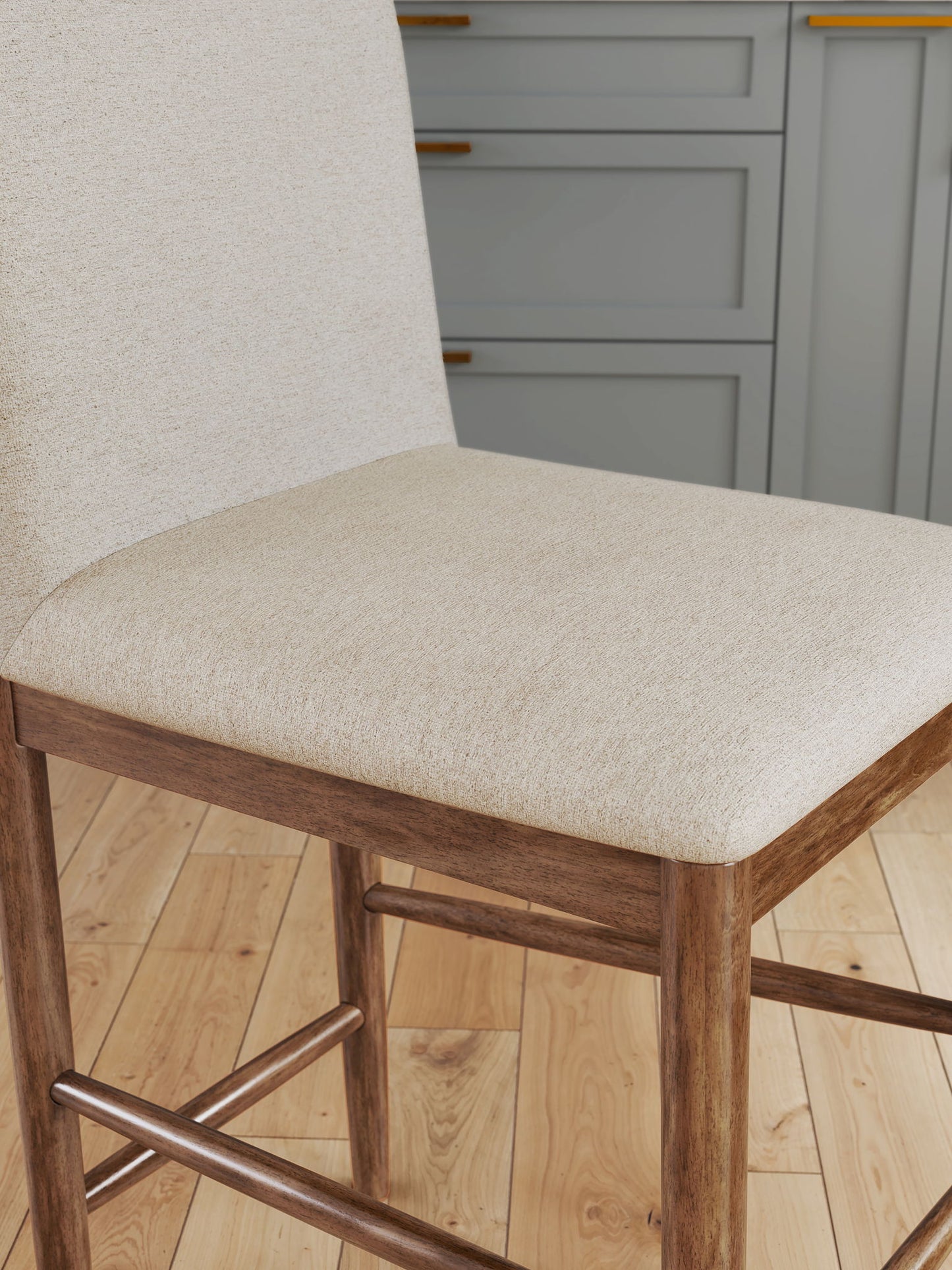 Isanti - Upholstered Barstool (Set of 2) - Light Brown - Hornell Furniture Outlet