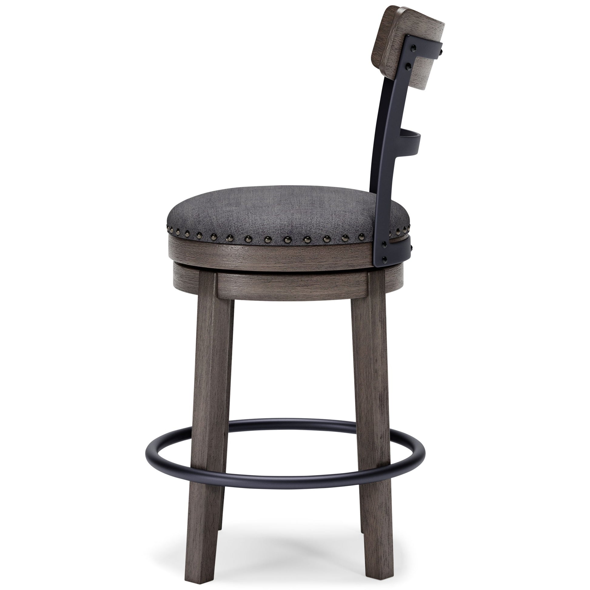 Caitbrook - Gray - UPH Swivel Barstool - Hornell Furniture Outlet