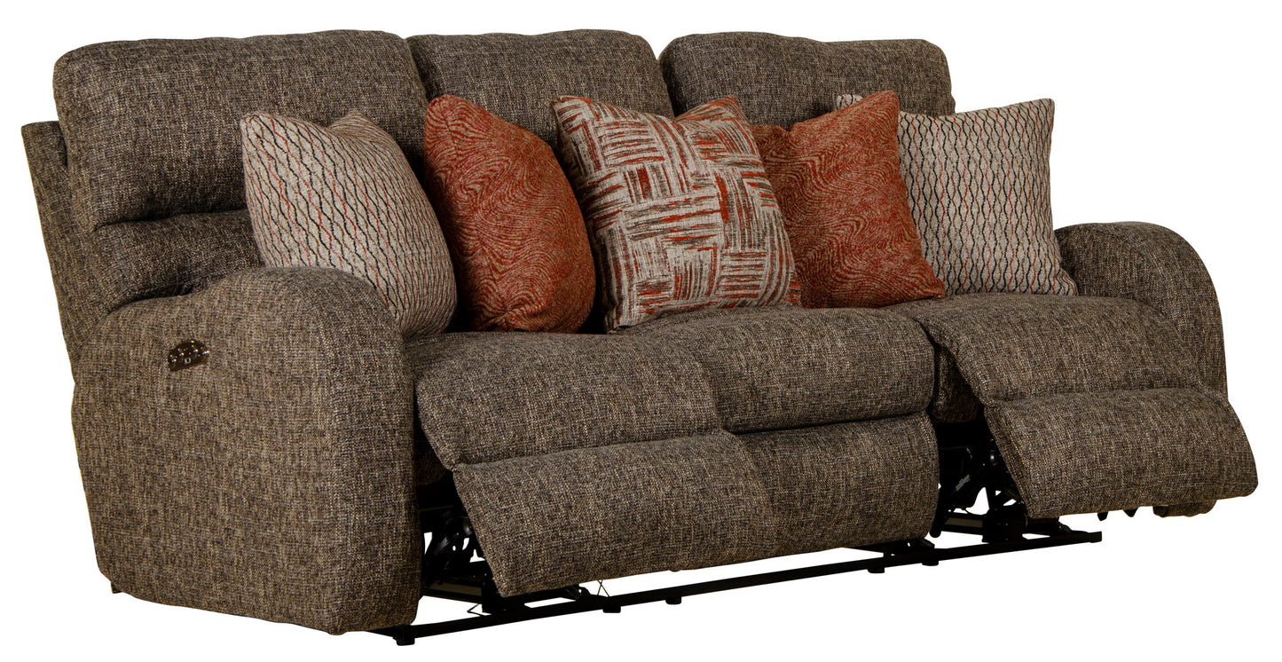 Liam - Power Headrest Power Lay Flat Reclining Sofa - Coal - Hornell Furniture Outlet